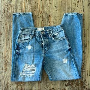 Free People Mid Rise Distressed Jeans